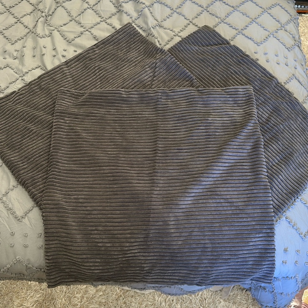 NWOT 3 medium to dark gray pillow covers.